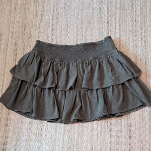 aerie Olive Green Tiered Ruffle Mini Skirt